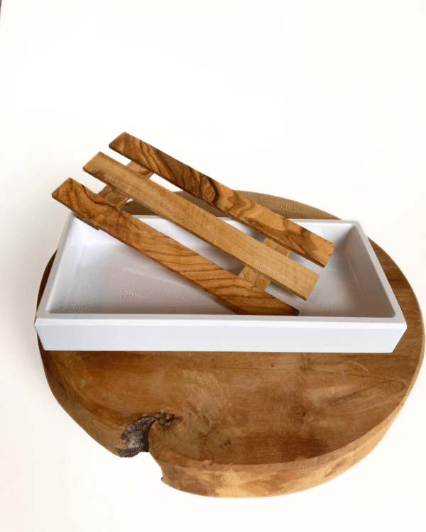 Zeepschaal met inleg van olijfhout
