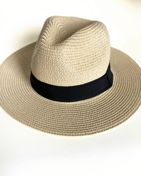 Zonnehoed dames opvouwbaar met brede rand + reistasje, 57cm diameter